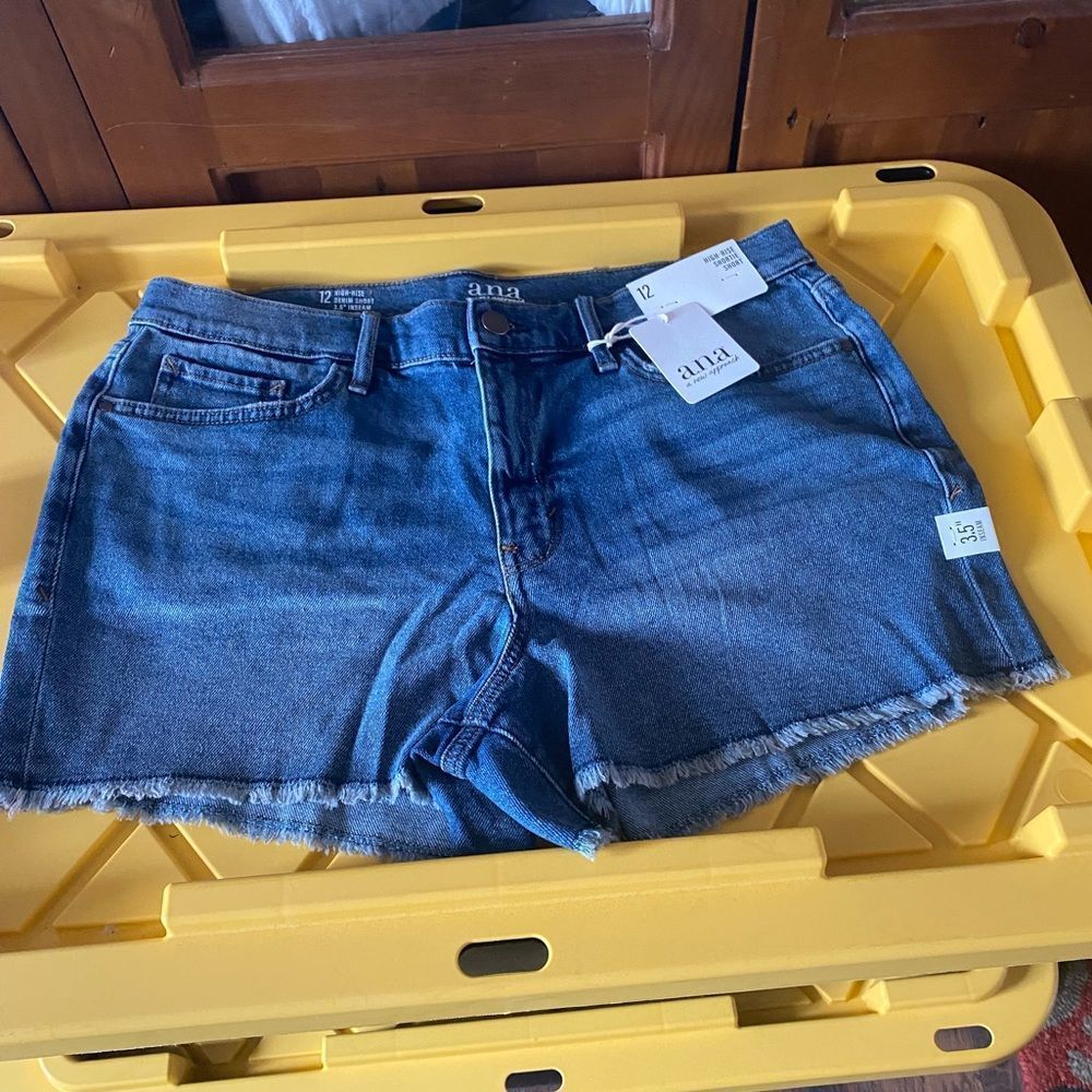 Ana 3.5" High Rise Raw Hem Denim Short